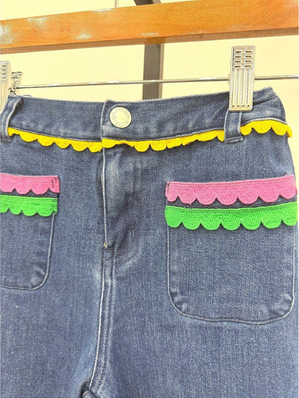 Gorman Kids Denim Pants with Colorful Scalloped Trim Size 7-8
